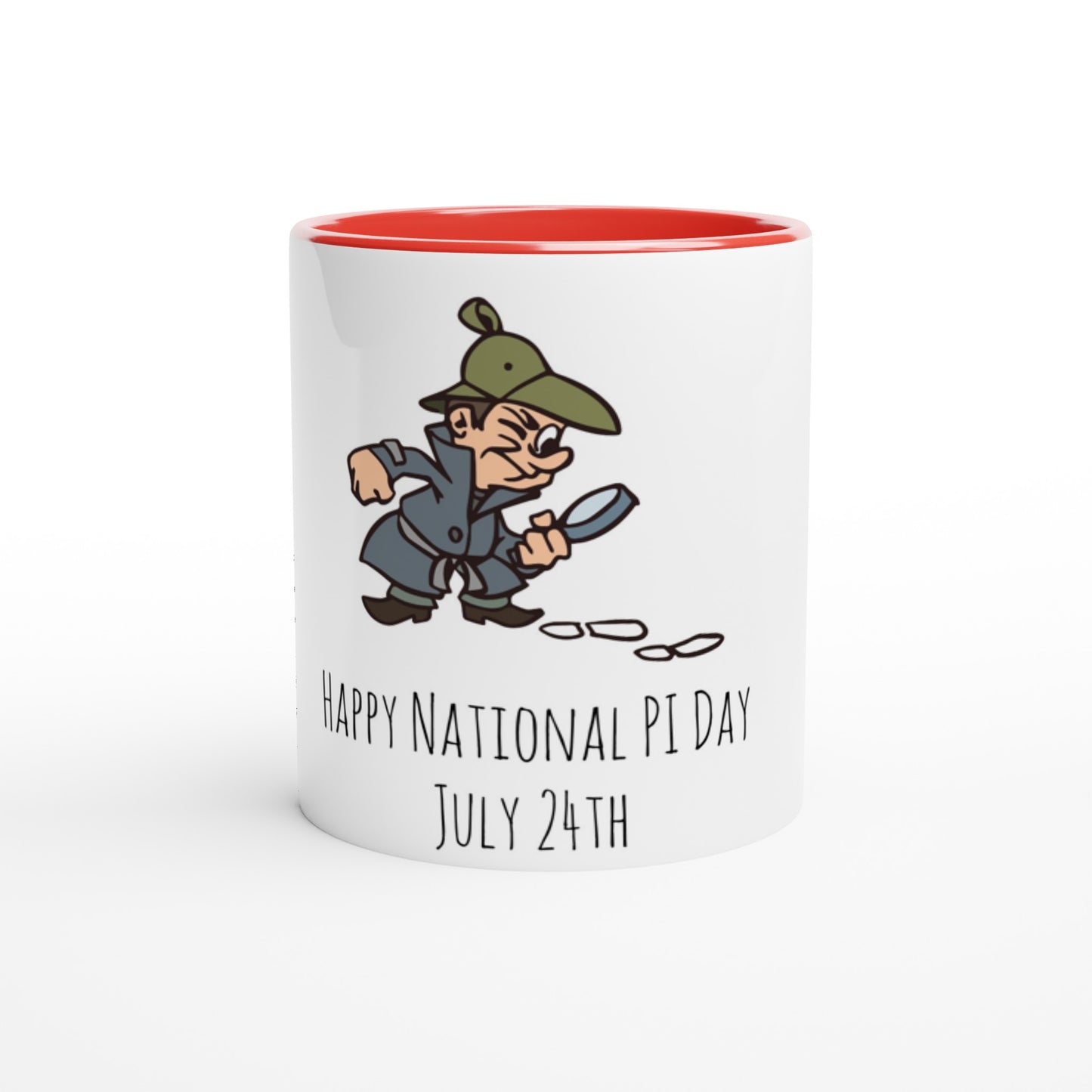 White 11oz Ceramic Mug with Color Inside - National PI Day - Option 2