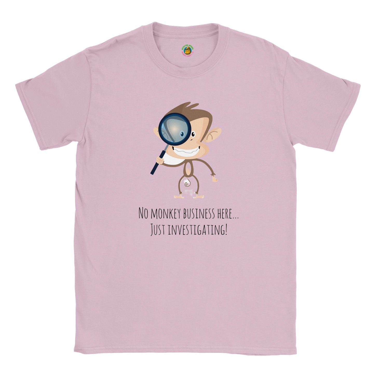 Classic Kids Crewneck T-shirt - No Monkey Business Here... Just Investigating!