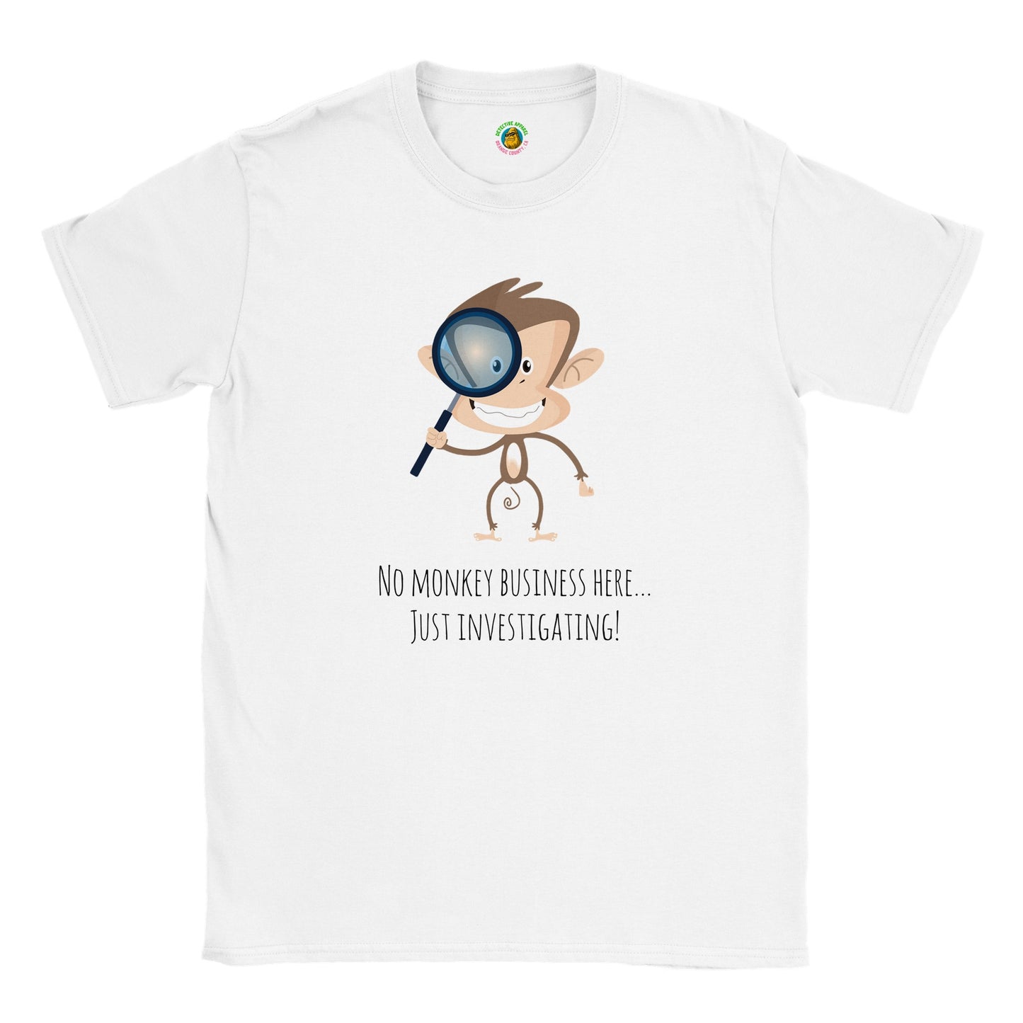 Classic Kids Crewneck T-shirt - No Monkey Business Here... Just Investigating!