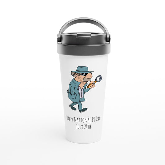 White 15oz Stainless Steel Travel Mug - National PI Day