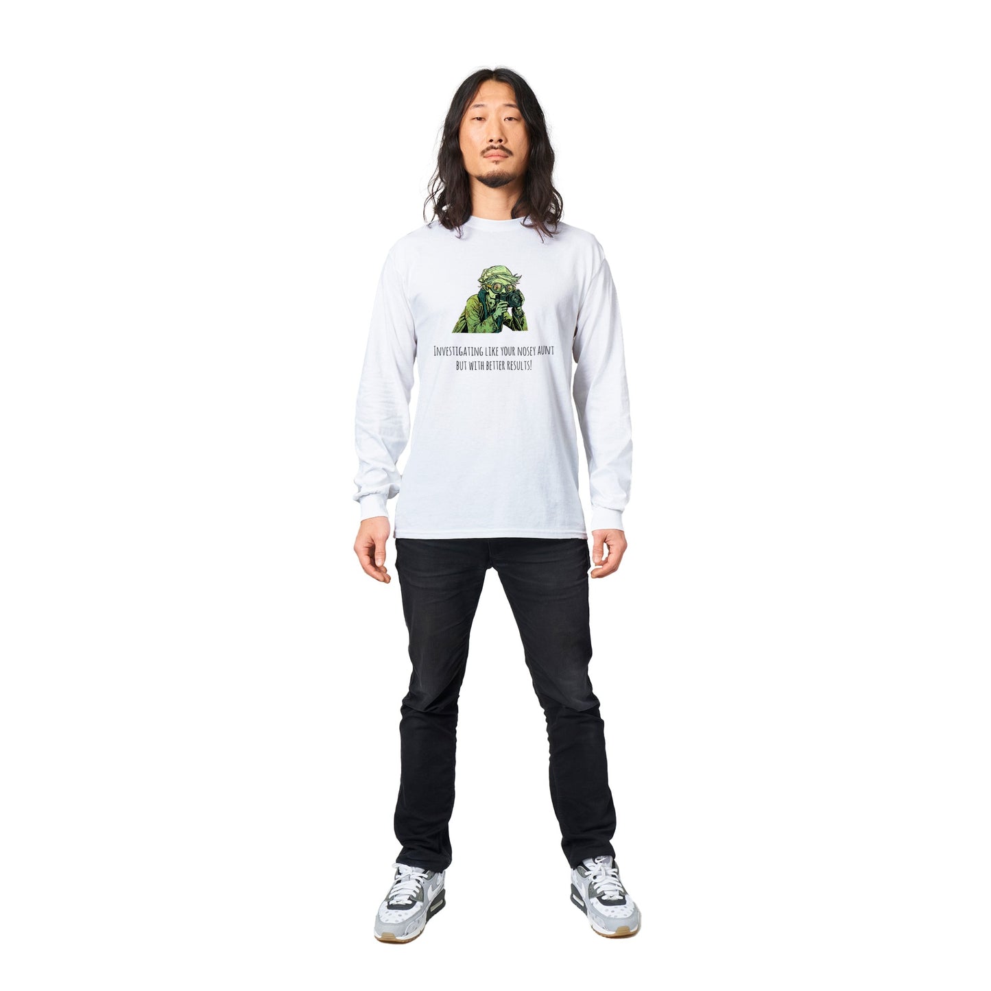 Long-Sleeve Unisex Crewneck T-shirt - Investigating Like Your Nosey Aunt But With Better Results