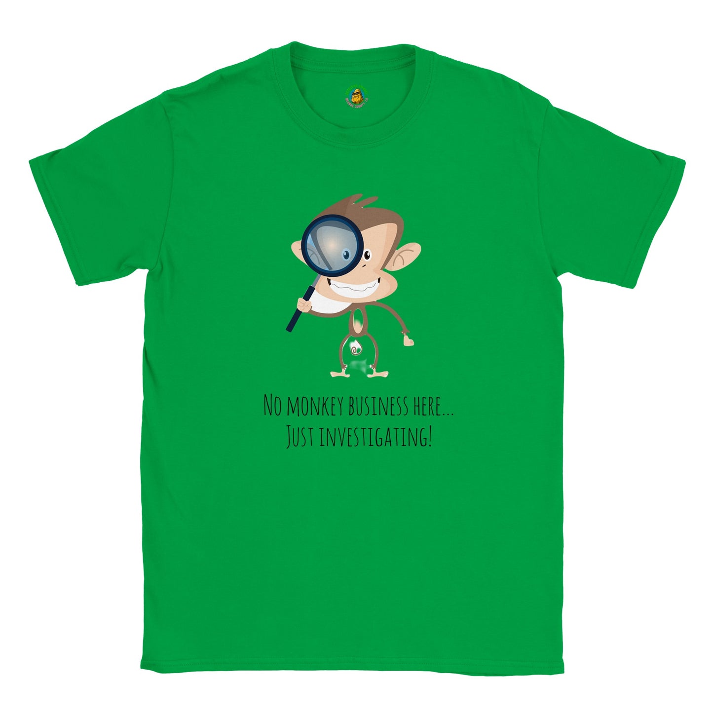 Classic Kids Crewneck T-shirt - No Monkey Business Here... Just Investigating!