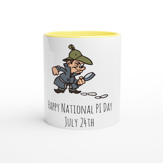 White 11oz Ceramic Mug with Color Inside - National PI Day - Option 2