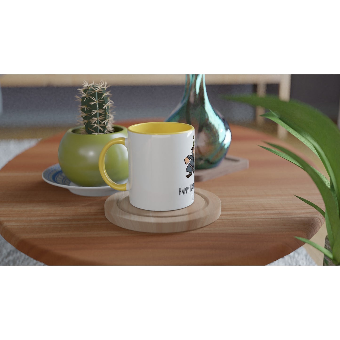 White 11oz Ceramic Mug with Color Inside - National PI Day - Option 2